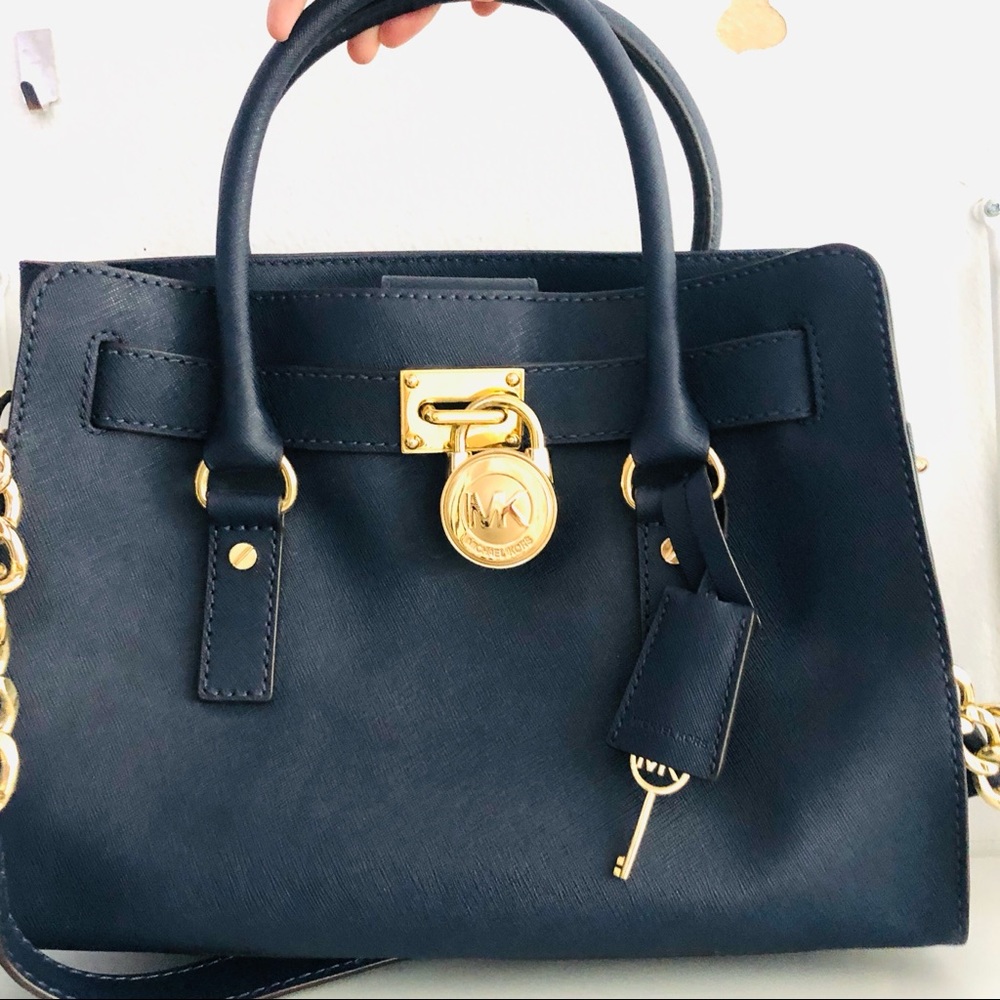 [ Michael Kors ] Hamilton saffiano bag NAVY/GOLD